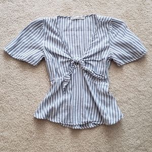 Abercrombie striped tie front top